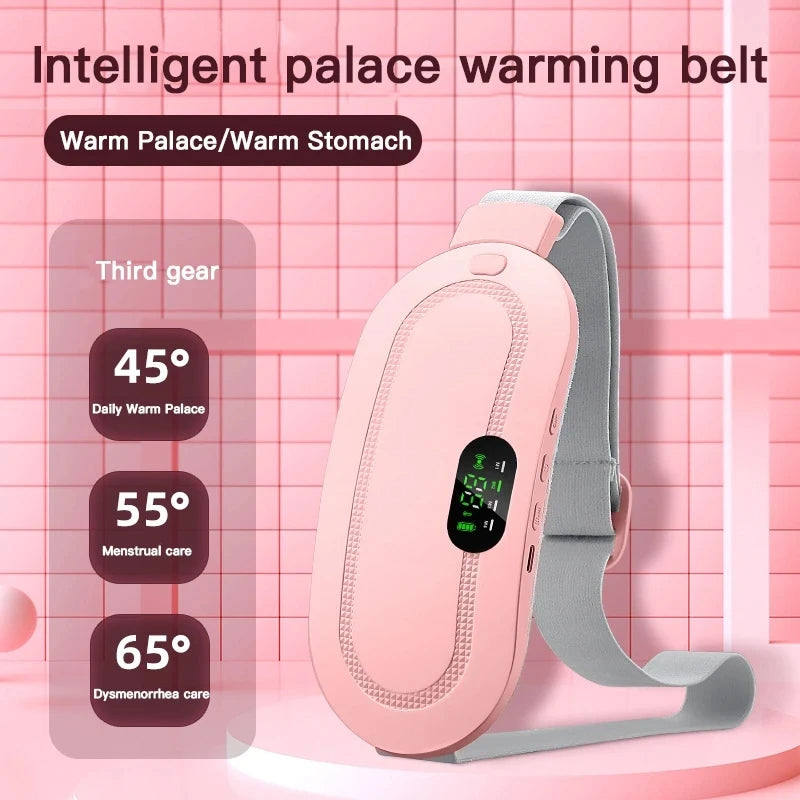 Ceinture chauffante Mélya rose portée sur l'abdomen - soulagement douleurs menstruelles